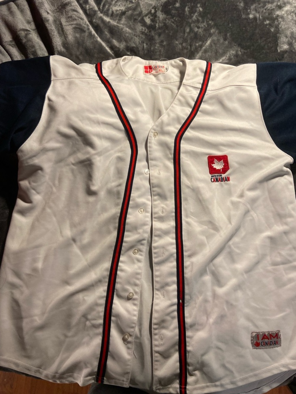 Vintage Oversize MOLSON CANADIAN White Button Baseball Jersey